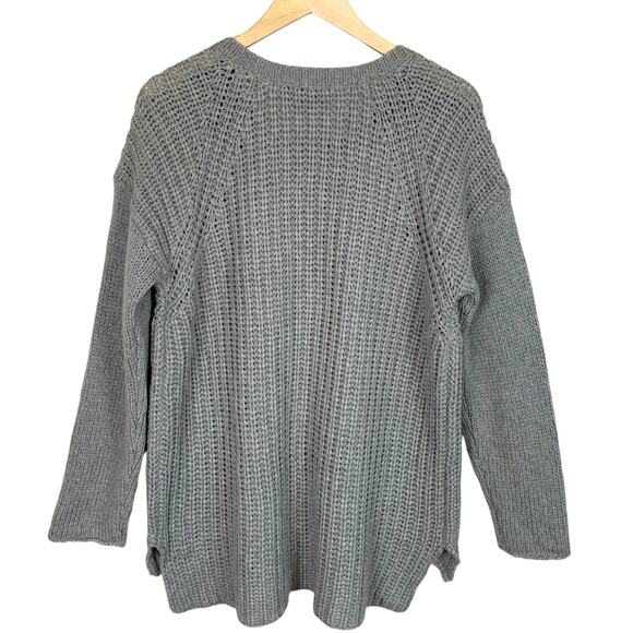 THE FISHER PROJECT Womens Large Gray Chunky Merino Knit Hi Lo Sweater - Picture 3 of 9